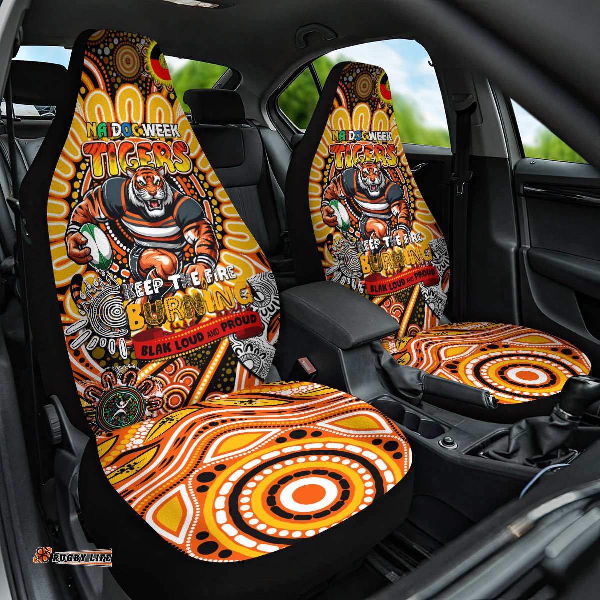 NAIDOC Week 2024 Tigers Car Seat Cover Mascot Rugby