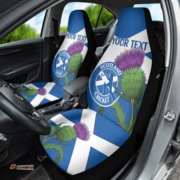 Custom Scotland Cricket Car Seat Cover 2025 Scottish Thistle Flag Style