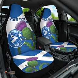 Custom Scotland Cricket Car Seat Cover 2025 Scottish Thistle Flag Style