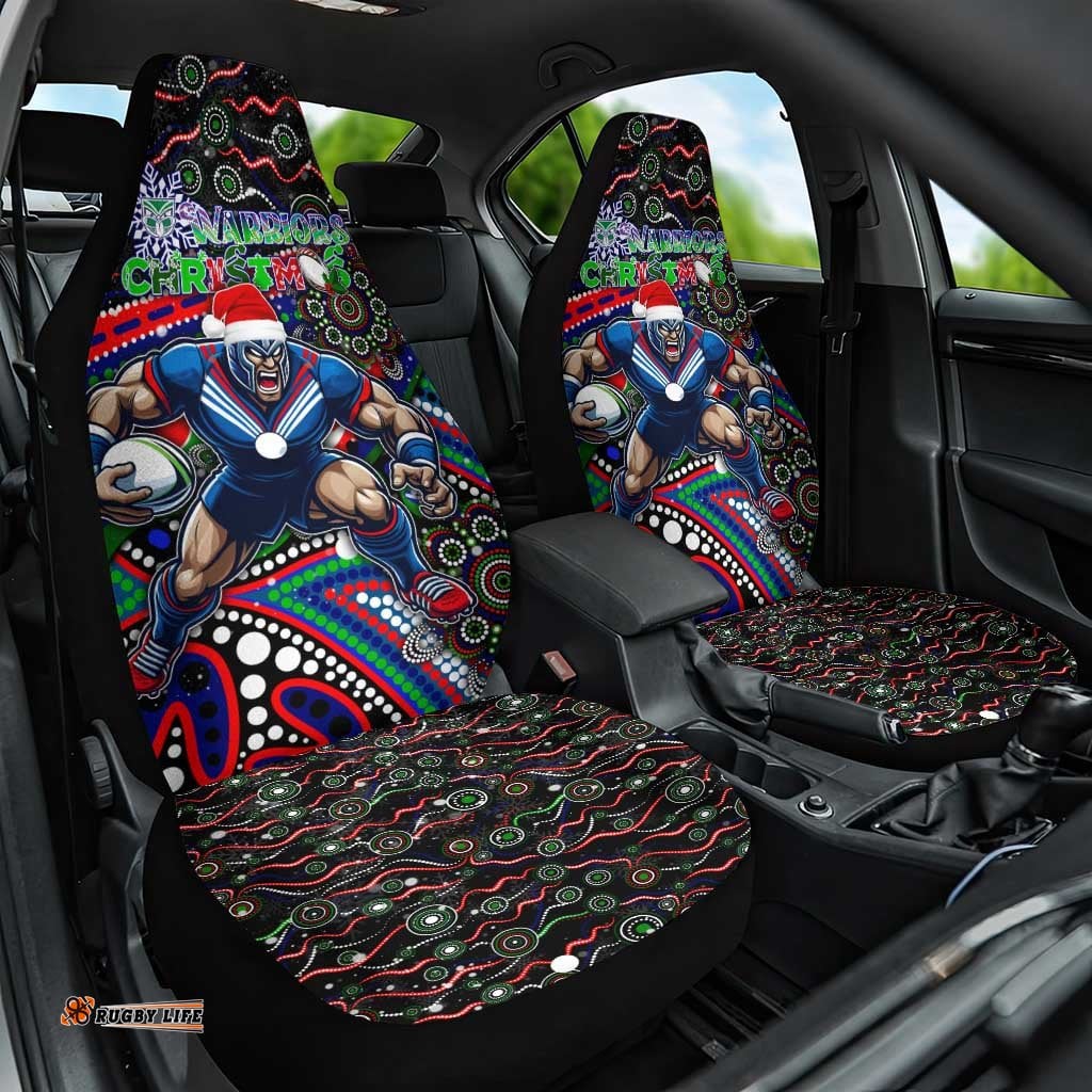 Merry Christmas New Zealand Warriors Car Seat Cover Aboriginal Santa Rugby Mascot