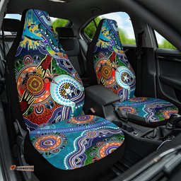 Personalised Sharks NAIDOC Week 2024 Car Seat Cover Australia Aboriginal Dot Painting