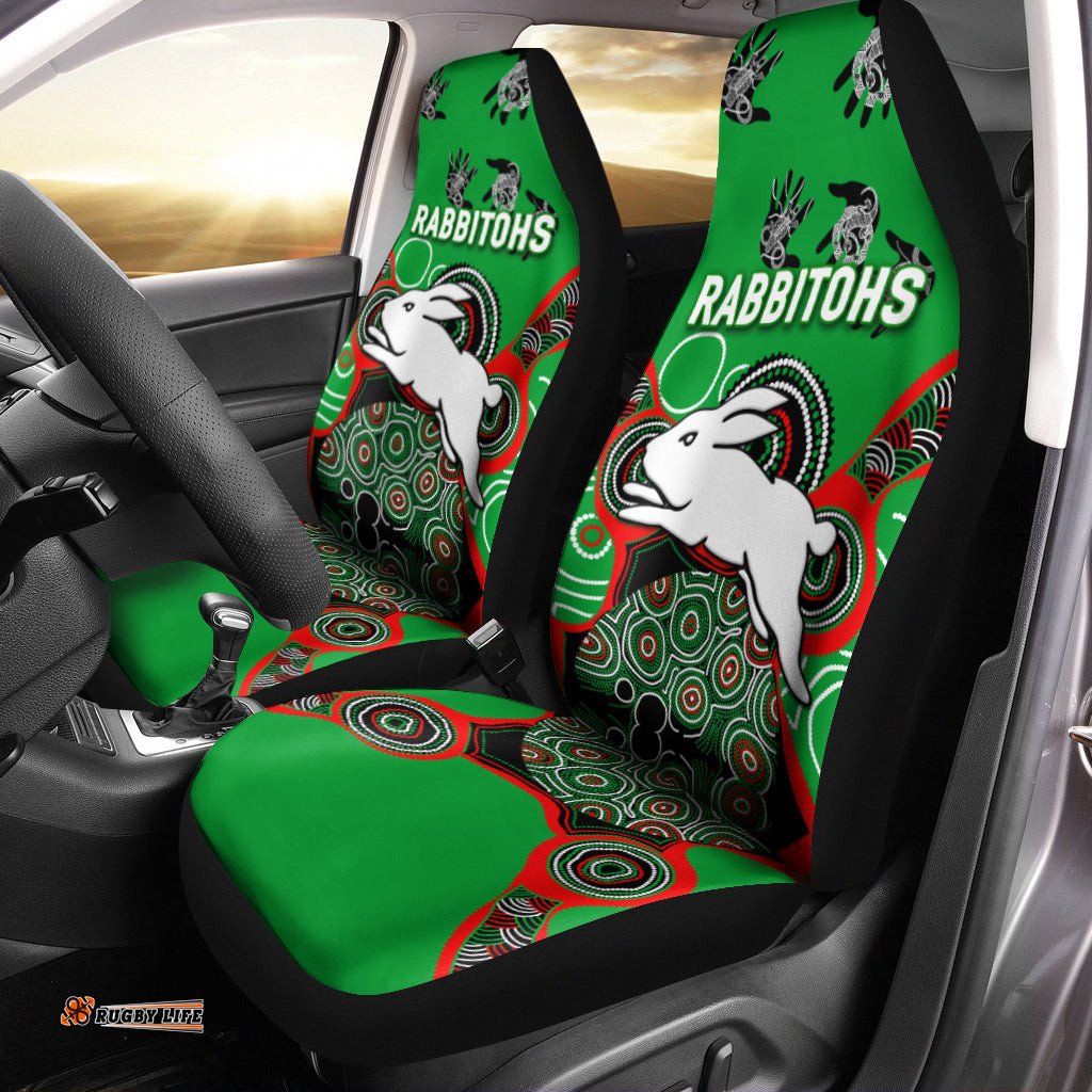 Rabbitohs Rugby Aboriginal Art Car Seat Covers 03