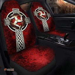 Isle Of Man Celtic Car Seat Covers Celtic Cross and Triskele Skew Style