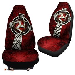 Isle Of Man Celtic Car Seat Covers Celtic Cross and Triskele Skew Style