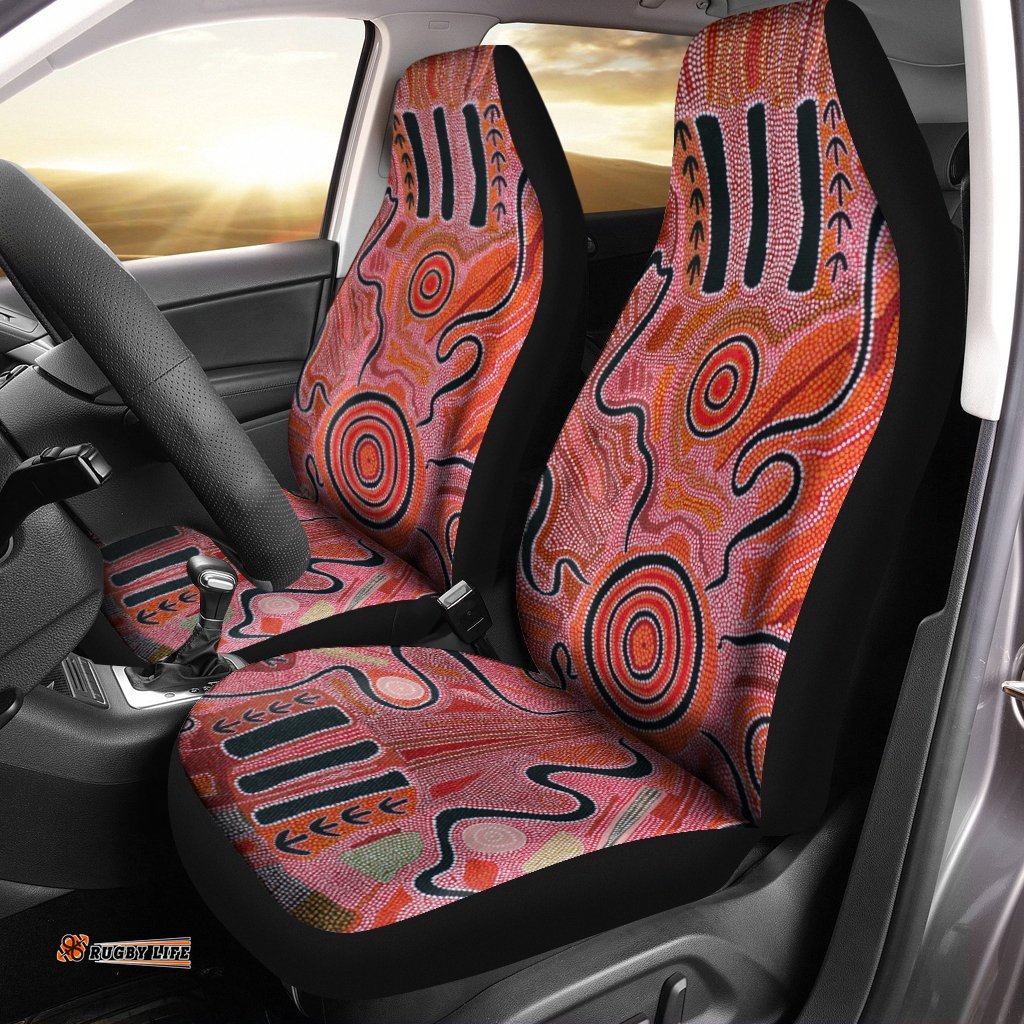 Aboriginal Car Seat Covers Indigenous Footprint Landscape