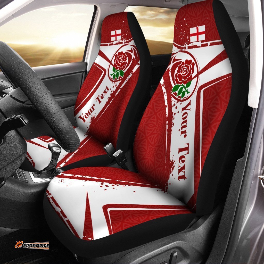 Custom Text England Rugby Personalised Car Seat Covers England Rugby