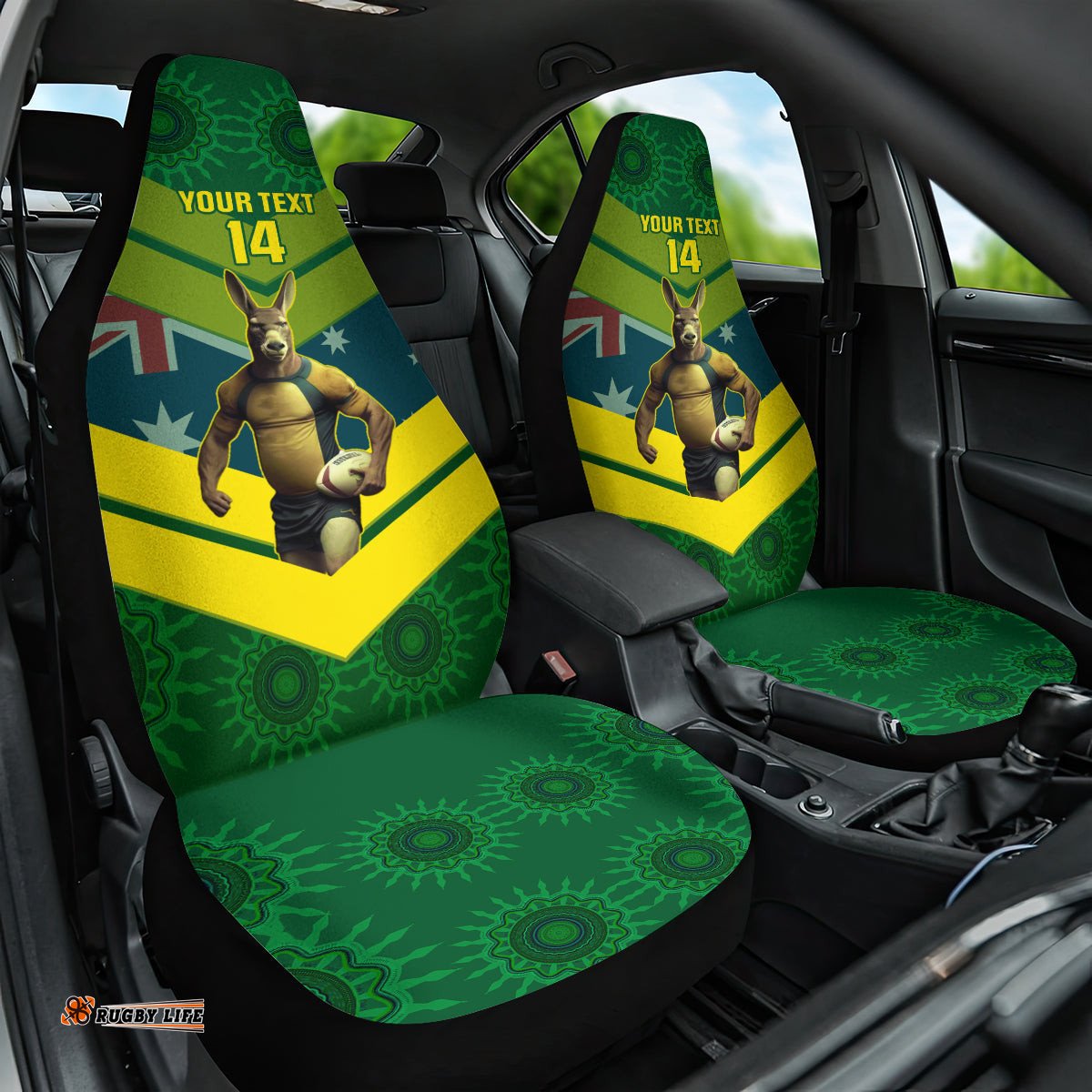 Custom Australia Rugby Car Seat Cover Pacific Go Aussie Kangaroos