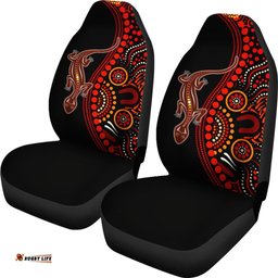 Aboriginal Car Seat Covers Aboriginal Lizard With Dot Painting Pattern