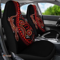 Aboriginal Car Seat Covers Aboriginal Lizard With Dot Painting Pattern