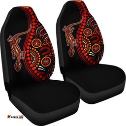 Aboriginal Car Seat Covers Aboriginal Lizard With Dot Painting Pattern
