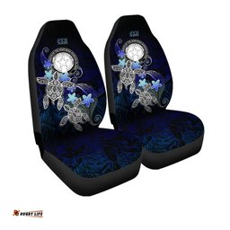 CNMI Polynesian Car Seat Covers Blue Turtle Couple