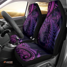 New Zealand Lizard Car Seat Cover Silver Fern Aotearoa Maori Purple Version