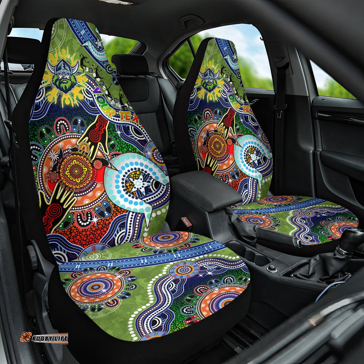 Personalised Raiders NAIDOC Week 2024 Car Seat Cover Australia Aboriginal Dot Painting