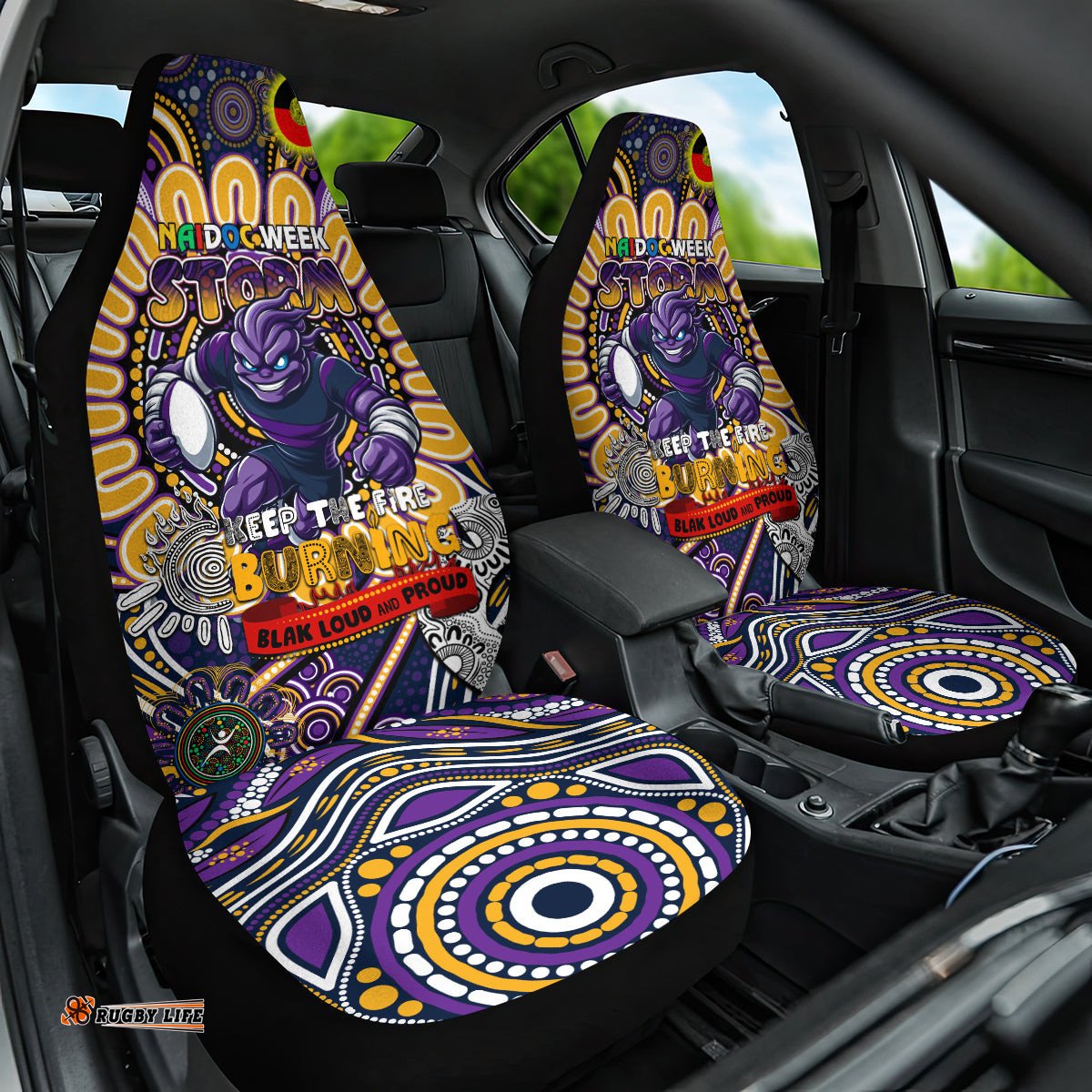 NAIDOC Week 2024 Storm Car Seat Cover Mascot Rugby