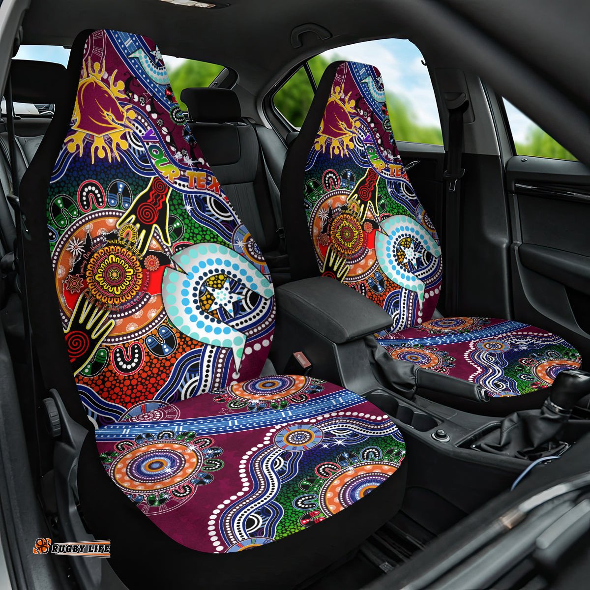 Personalised Broncos NAIDOC Week 2024 Car Seat Cover Australia Aboriginal Dot Painting