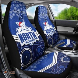 Custom North Melbourne Football Christmas Car Seat Cover Merry Xmas Mix Aboriginal Art
