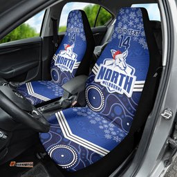 Custom North Melbourne Football Christmas Car Seat Cover Merry Xmas Mix Aboriginal Art