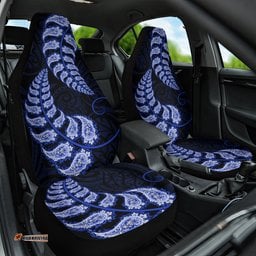 Blue New Zealand Paisley Silver Fern Car Seat Cover Aotearoa Maori