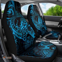 New Zealand Tuatara Car Seat Cover Aotearoa Maori Clematis Flowers Blue