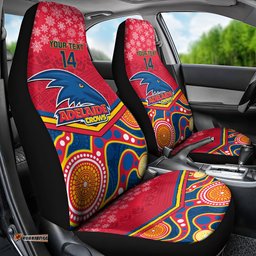 Custom Adelaide Crows Football Christmas Car Seat Cover Merry Xmas Mix Aboriginal Art