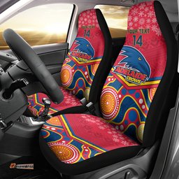 Custom Adelaide Crows Football Christmas Car Seat Cover Merry Xmas Mix Aboriginal Art