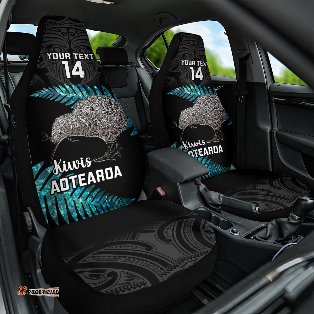 Custom New Zealand Silver Fern Rugby Car Seat Cover Pacific Kia Haka Kiwis With Maori Ta Moko