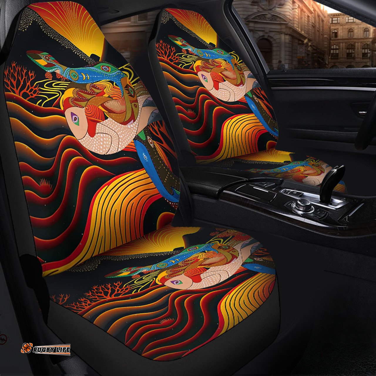 Australia Aboriginal Rainbow Serpent In Aboriginal Dreaming Art Inspired Car Seat Covers