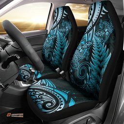 New Zealand Lizard Car Seat Cover Silver Fern Aotearoa Maori Blue Version