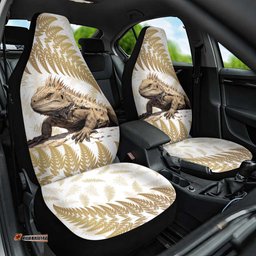 Gold New Zealand Tuatara Car Seat Cover Aotearoa Sphenodon Punctatus Silver Fern