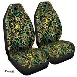 Australia Aboriginal Aboriginal Art Style Green Background Car Seat Covers