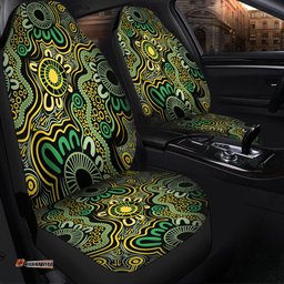 Australia Aboriginal Aboriginal Art Style Green Background Car Seat Covers
