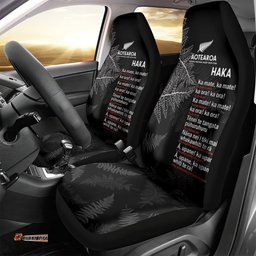Custom New Zealand Haka Rugby Car Seat Cover 2025 Pacific Go Black Silver Fern