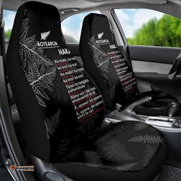 Custom New Zealand Haka Rugby Car Seat Cover 2025 Pacific Go Black Silver Fern