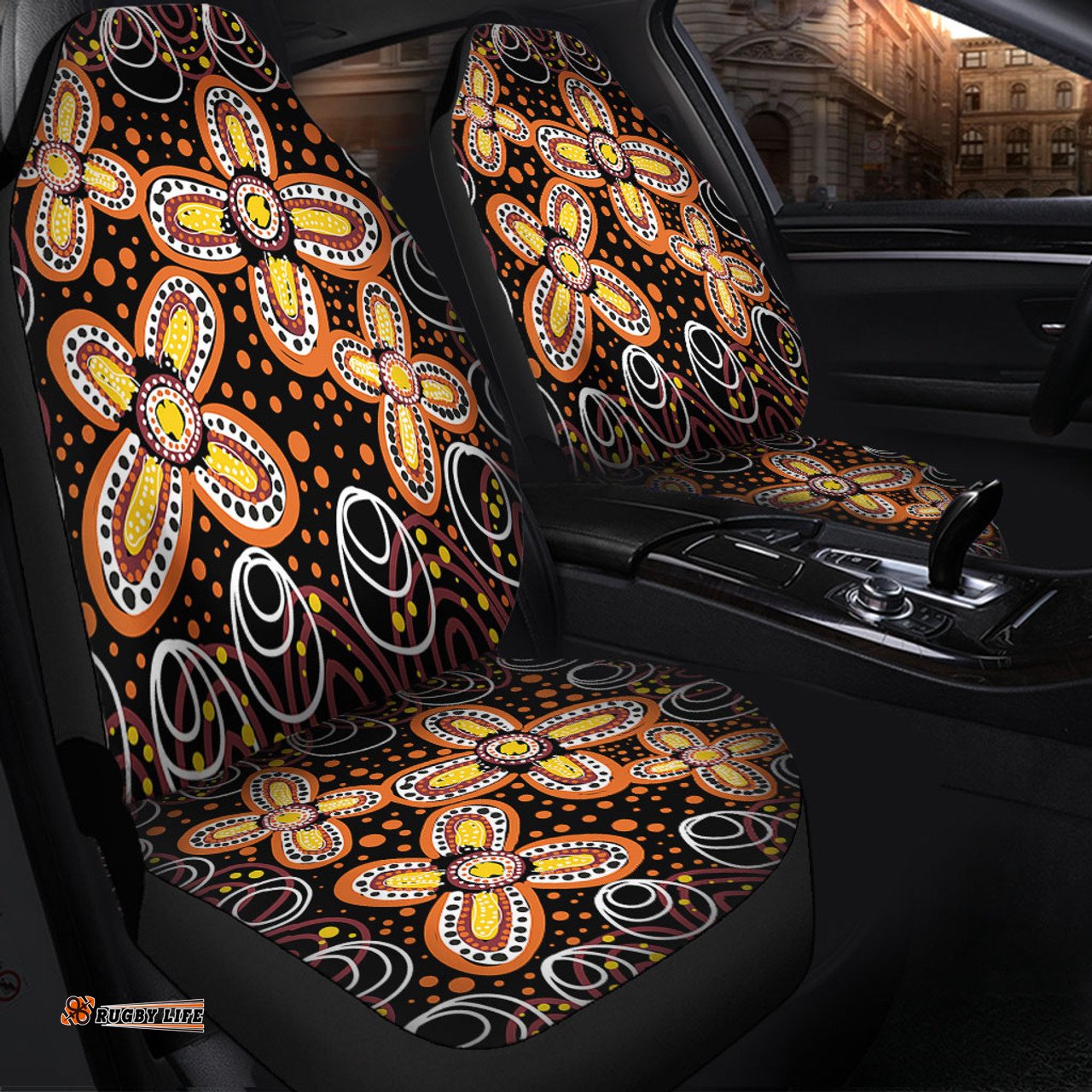 Australia Aboriginal Flowers Inspired By The Aboriginal Art Car Seat Covers