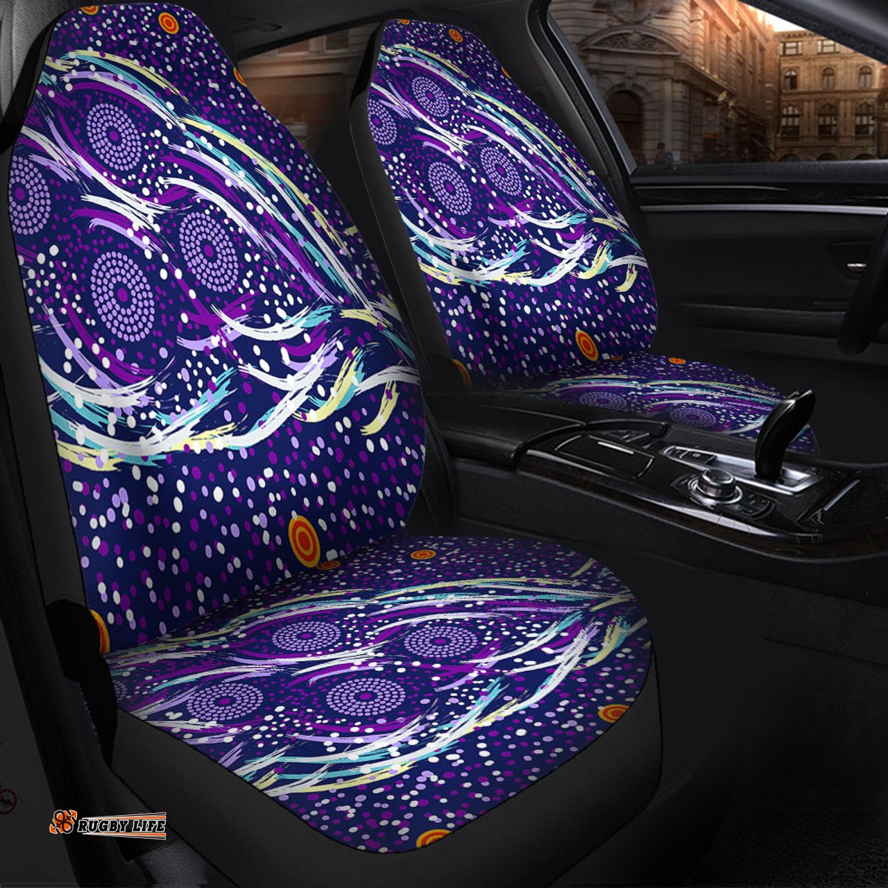 Australia Aboriginal Purple Dot Dreamtime Car Seat Covers