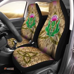 Scottish Car Seat Cover Thistle Flowers Celtic Knot Vintage Style