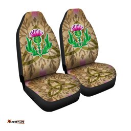 Scottish Car Seat Cover Thistle Flowers Celtic Knot Vintage Style
