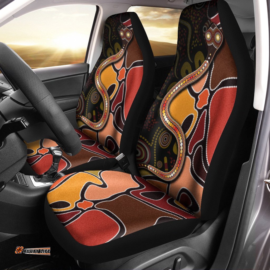 Car Seat Cover Aboriginal Snake With Dot Painting