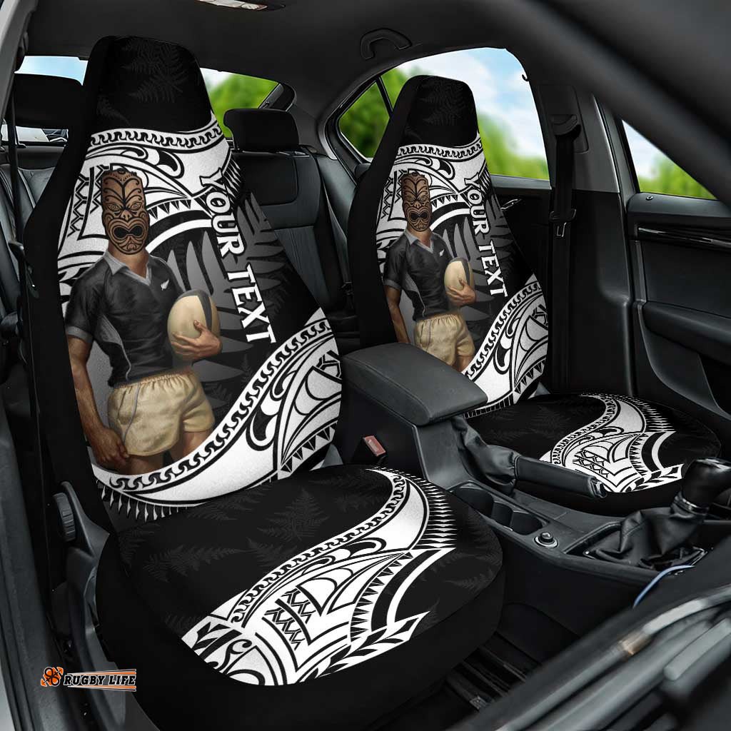 Custom New Zealand Silver Fern Rugby Car Seat Cover 2025 Aotearoa Maori Mascot Go All Black