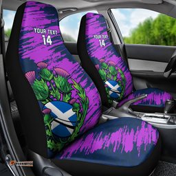 Custom Scotland Rugby Car Seat Cover 2025 Six Nations Go Scottish Thistle