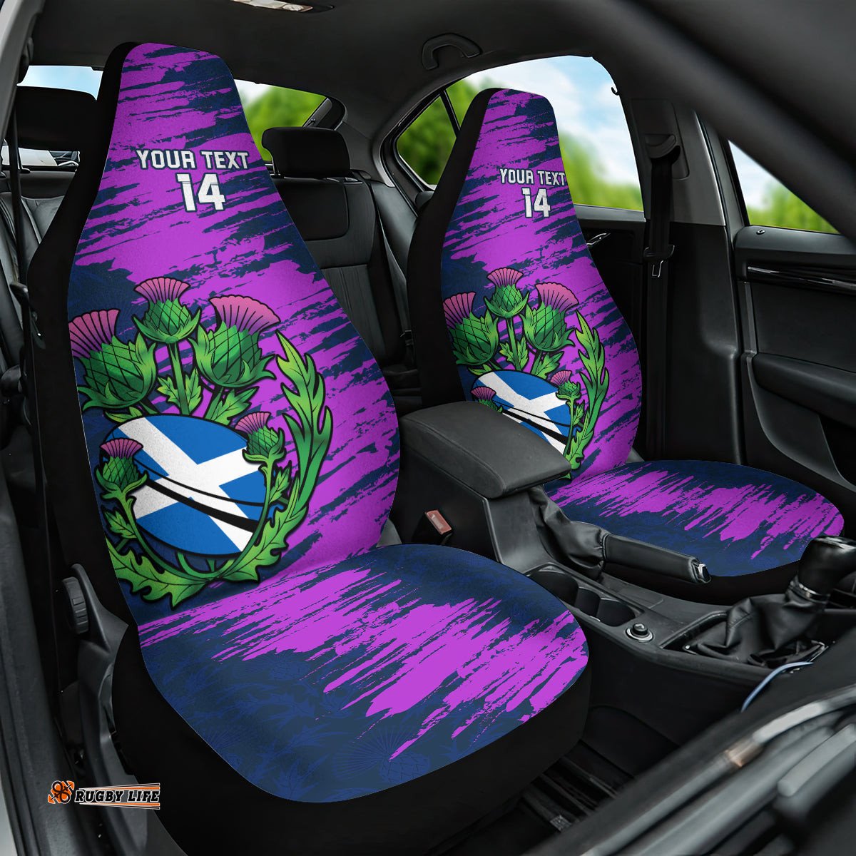 Custom Scotland Rugby Car Seat Cover 2025 Six Nations Go Scottish Thistle