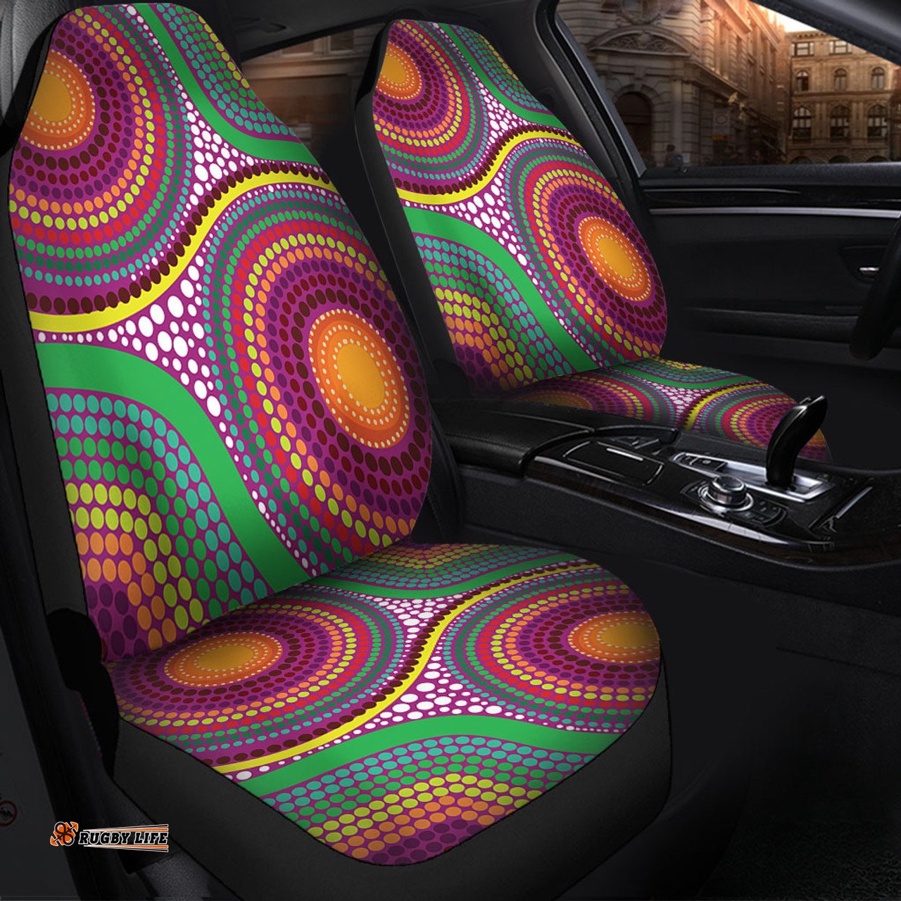 Australia Aboriginal Aboriginal Rainbow Dot Inspired Car Seat Covers