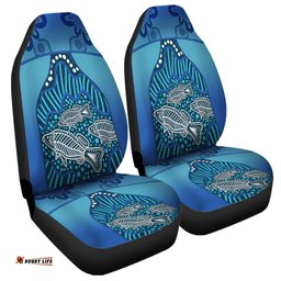 Australia Aboriginal Blue Aboriginal Dot With Fish Car Seat Covers