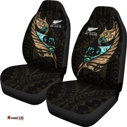 New Zealand Car Seat Cover Manaia Paua Fern Wing Gold