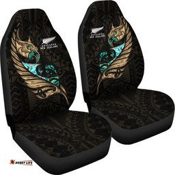 New Zealand Car Seat Cover Manaia Paua Fern Wing Gold