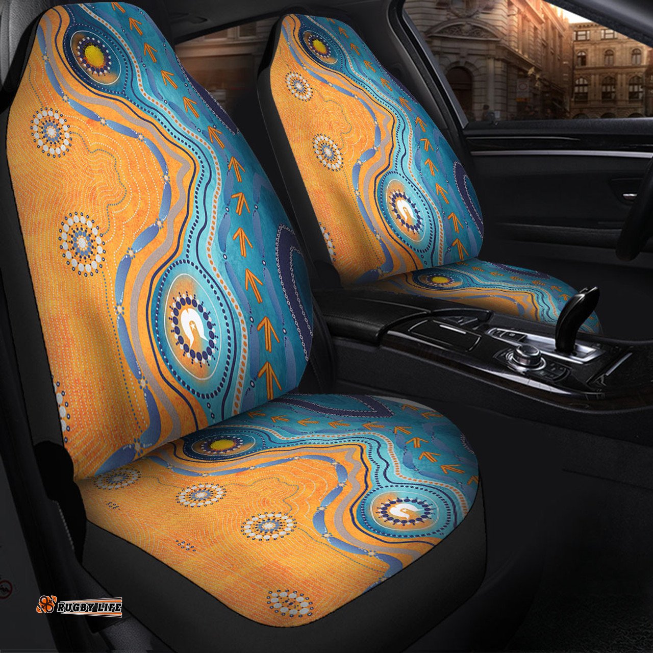 Australia Aboriginal Indigenous Beach Dot Painting Art Car Seat Covers