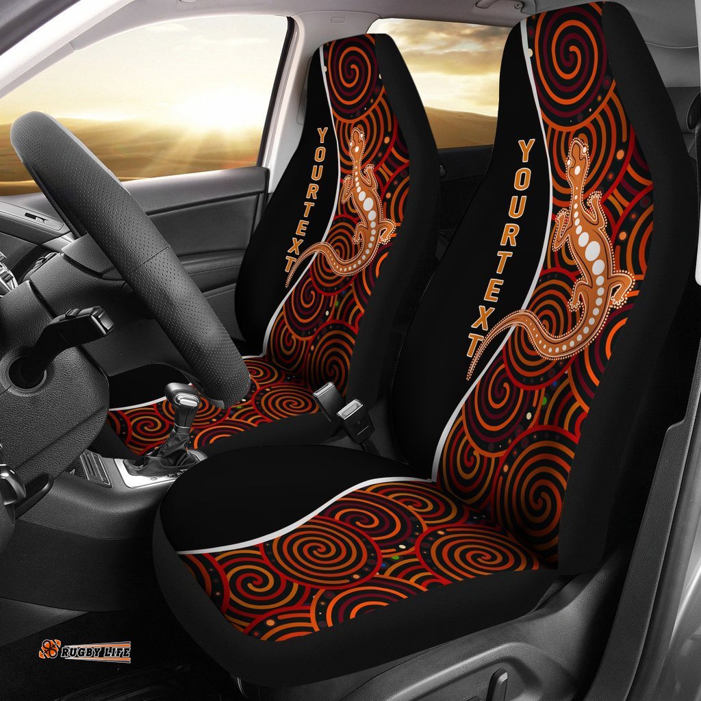 Aboriginal Personalised Car Seat Covers Indigenous Lizard Dreaming