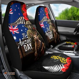 New Zealand and Australia ANZAC Day Car Seat Cover National Flag mix Kiwi Bird and Kangaroo Soldier Style