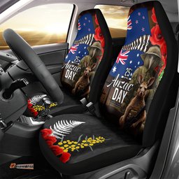 New Zealand and Australia ANZAC Day Car Seat Cover National Flag mix Kiwi Bird and Kangaroo Soldier Style