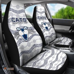 Geelong Car Seat Covers Cats Indigenous White